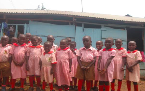 Nursery students at their classroom block